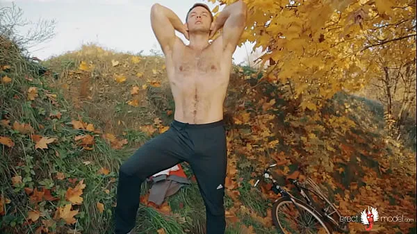 Big Nude gay bear cyclist and masterbating under the autumn tree fresh Videos