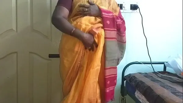 Big desi indian horny tamil telugu kannada malayalam hindi cheating wife vanitha wearing orange colour saree showing big boobs and shaved pussy press hard boobs press nip rubbing pussy masturbation fresh Videos