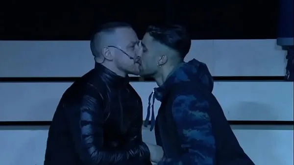 Big Eben Figueiredo and James McAvoy gay kiss from theater show Cryano de Bergerac fresh Videos