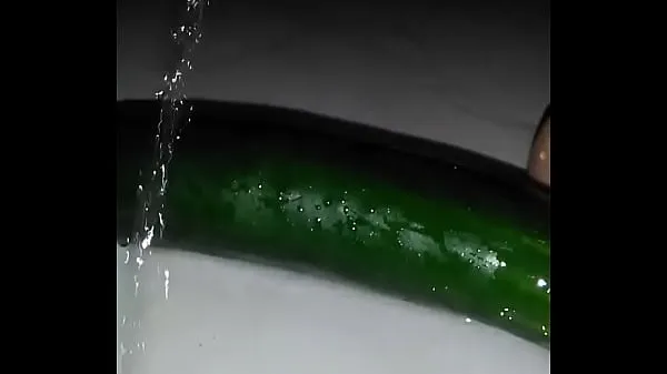 Big She masturbates with a cucumber until she finishes fresh Videos