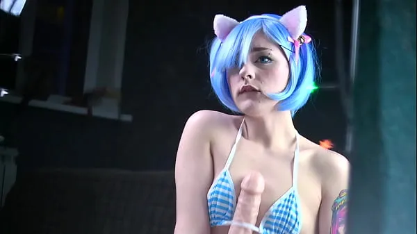 Big Cat girl Rem fuck her holes with this big dildo and squirts while getting orgasm - Cosplay Amateur Spooky Boogie fresh Videos