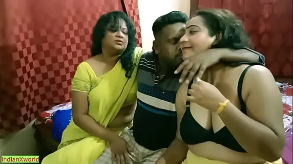 Big Indian Bengali boy getting scared to fuck two milf bhabhi !! Best erotic threesome sex fresh Videos