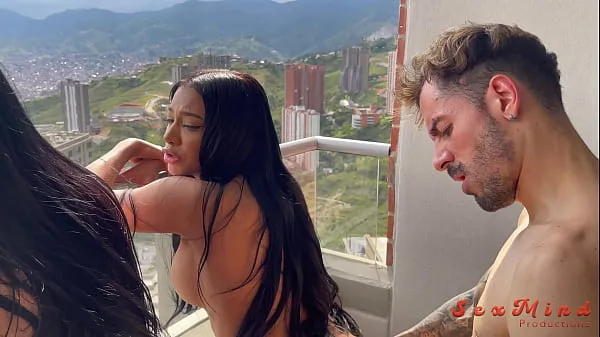 Big Yenifer Chacon and a delicious Venezuelan brunette girl with big tits having hardcore sex with their coach on a balcony fresh Videos